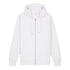 Front view flat lay of women’s white organic cotton brushed heavyweight 350GSM zip up sweatshirt – Louvóre athleisure apparel